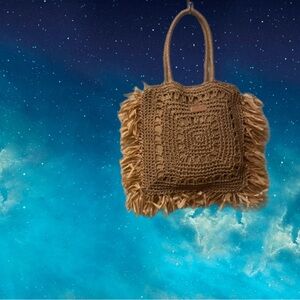 Boho Fringe Crochet Tote Bag